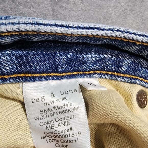 Rag & Bone Ruth Super High Rise Straight Size 29 Raw Hem Ripped Knee - Picture 8 of 11